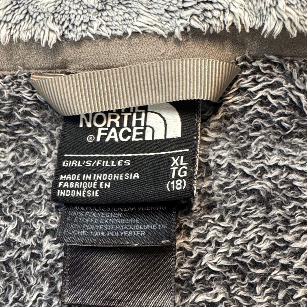 The North Face Girl XL (18) Gray Diamond Print Full Zip Fleece Jacket Soft Plush - Picture 5 of 6